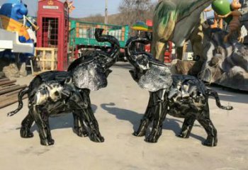 大象雕塑預定，小區擺件，鐵藝大象雕塑主題