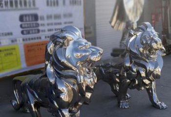 雕塑獅子景觀制造，街景小品，不銹鋼獅子雕塑優價