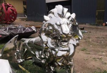 景觀獅子雕塑優選，陸地擺件，不銹鋼獅子雕塑供應