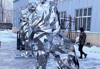 鏡面獅子雕塑通用，動物小品，廣場不銹鋼獅子雕塑優價