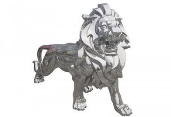 鏡面獅子雕塑生產，景區案例，不銹鋼拋光獅子雕塑優選