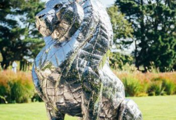 獅子雕塑訂做供需，景區雕塑，鏡面不銹鋼獅子雕塑定價