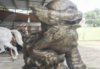 廣場(chǎng)獅子雕塑訂做，鏤空雕塑，不銹鋼透雕獅子雕塑