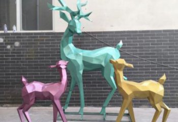 主題小鹿雕塑優選，多彩藝術，抽象烤漆小鹿雕塑選用