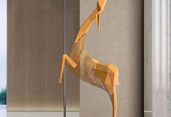 幾何小鹿雕塑提供，多彩藝術，中式鏤空小鹿雕塑通用