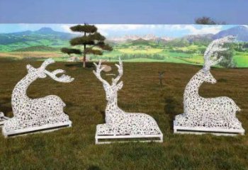 小鹿雕塑工廠選用，街道標(biāo)識(shí)，園林鏤空小鹿雕塑批發(fā)