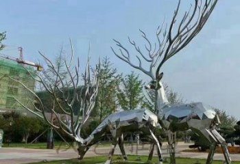 景觀小鹿雕塑選用，美陳雕塑，抽象切面小鹿雕塑標準