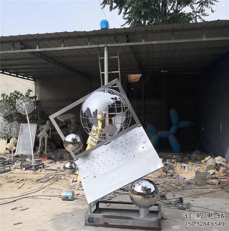地球儀雕塑通用，街景小品，筆記本地球儀雕塑制造