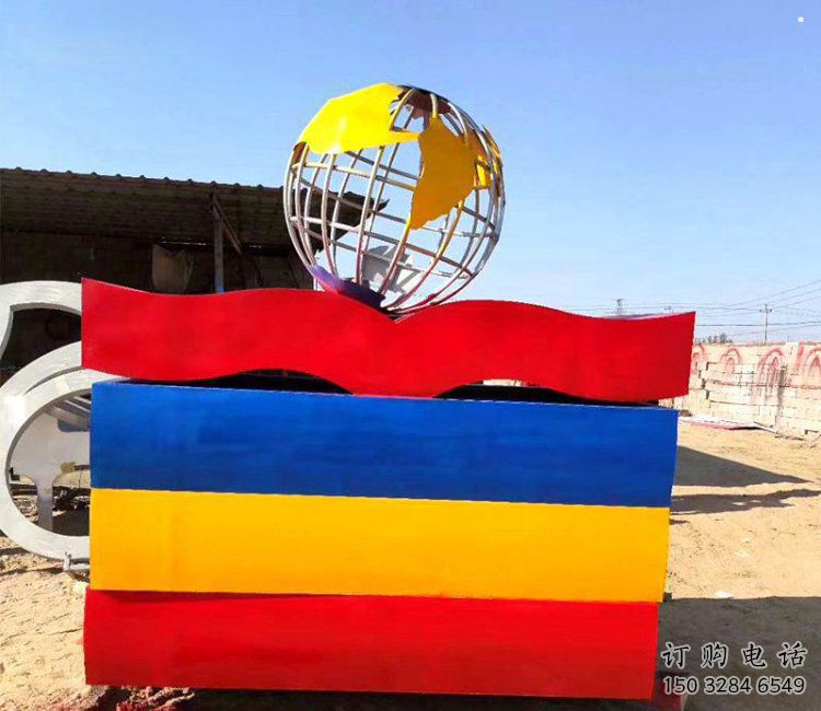 地球儀雕塑定制，中式工藝，烤漆書籍地球儀雕塑優(yōu)價(jià)