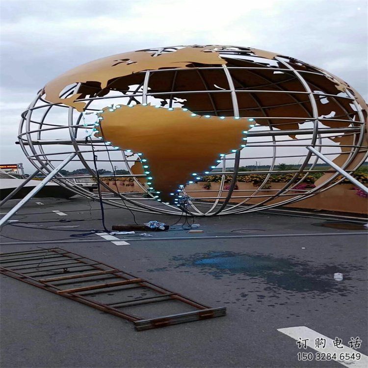 地球儀雕塑展品，景觀概念，鏤空鏡面地球儀雕塑優選