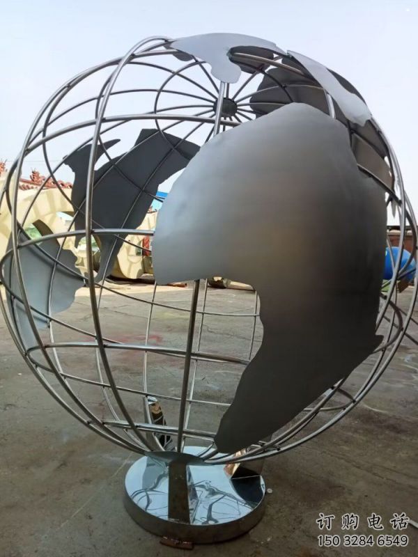 庭院地球儀雕塑，鍍金歐式雕塑，網格形式