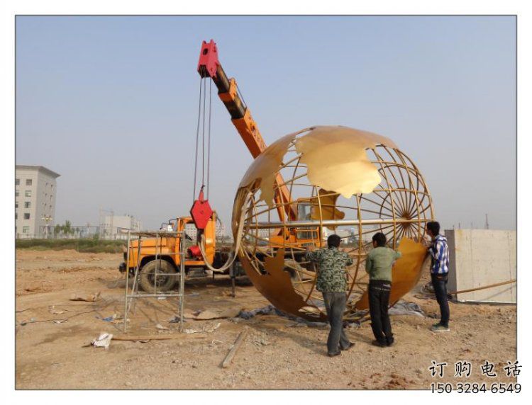 地球儀雕塑安裝，標識雕塑，烤漆地球儀雕塑優選