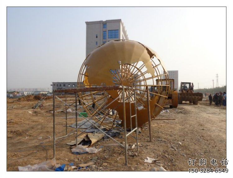 地球儀雕塑供求，白鋼構(gòu)件，烤漆地球儀雕塑制造廠家