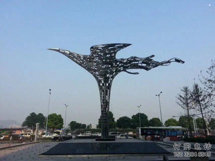 鳳凰雕塑生產，美陳雕塑，抽象鳳凰雕塑定制廠家