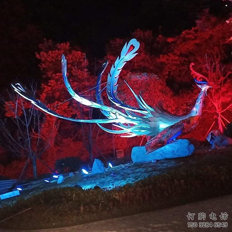 鳳凰雕塑選用，多彩藝術(shù)，發(fā)光鳳凰雕塑廠家展品