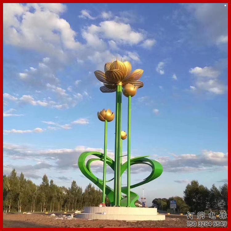 荷花雕塑供需，彩鋼制作，大型仿真荷花雕塑公司
