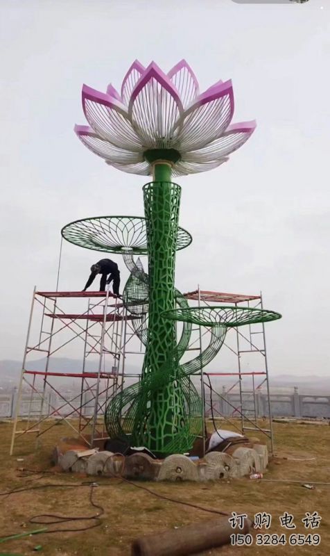 荷花雕塑優選，室外雕塑，彩繪荷花雕塑優選