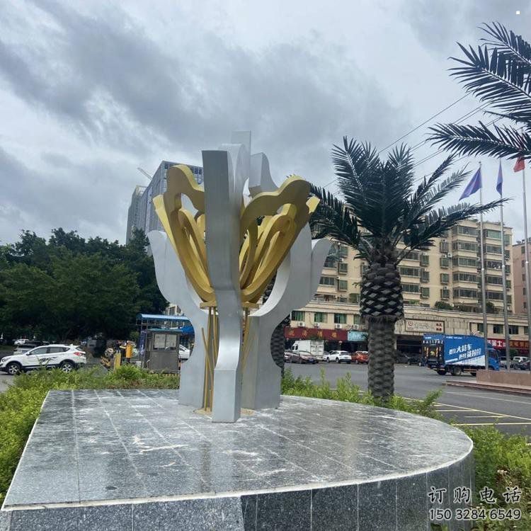 荷花雕塑廠家，街頭雕塑，不銹鋼荷花雕塑廠定價(jià)