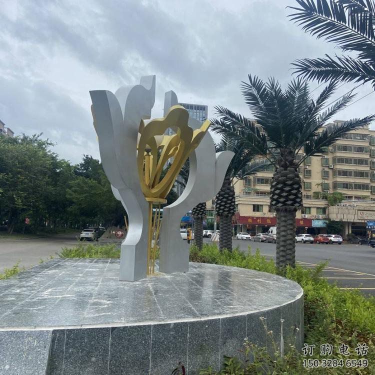 荷花雕塑工廠優選，城市裝飾，景觀不銹鋼荷花雕塑供給