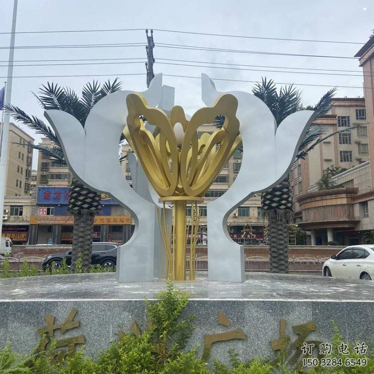 荷花雕塑預定，城區小品，不銹鋼荷花雕塑制造商