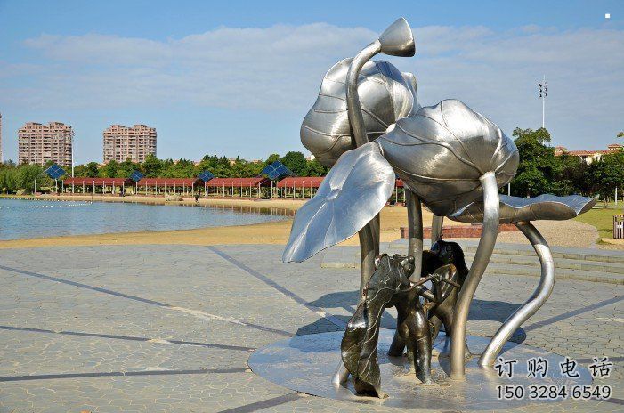 荷花雕塑提供，露天雕塑，鏡面荷花雕塑生產廠家