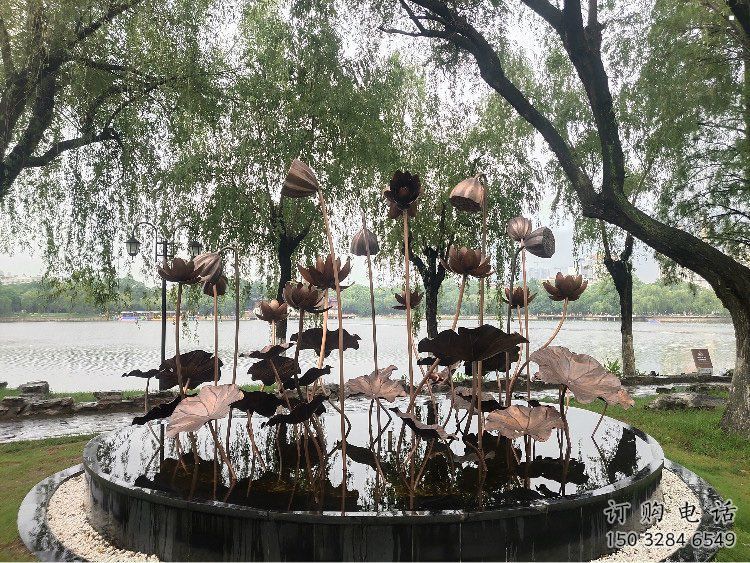 荷花雕塑制造商，室外軟裝，景觀銅荷花雕塑制作廠家