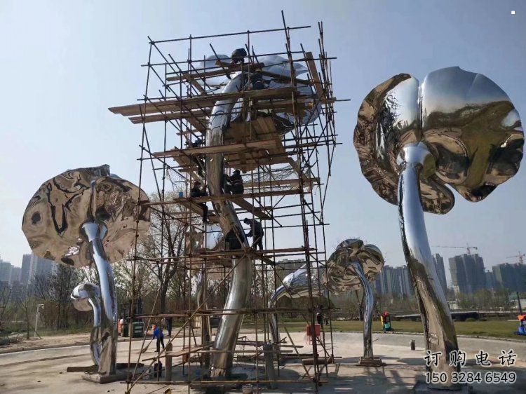 商場荷葉雕塑常用，公園小品，不銹鋼荷葉雕塑生產商