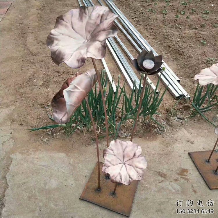 荷葉雕塑展品，室外軟裝，銅荷葉雕塑訂做廠家