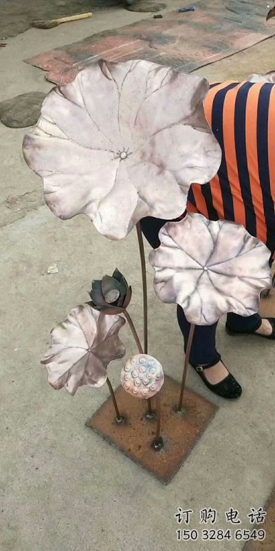 主題荷葉雕塑制作，美陳概念，銅荷葉雕塑生產廠家