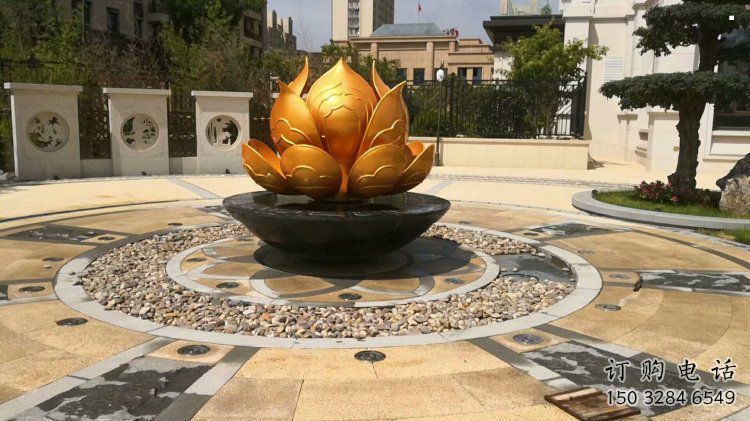 金蓮花雕塑廠家，露天雕塑，不銹鋼金蓮花雕塑選用