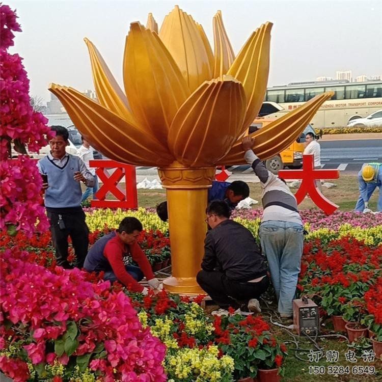 金蓮花雕塑預定，白鋼構件，不銹鋼金蓮花雕塑廠家選定