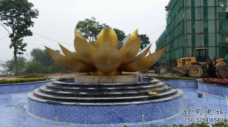 金蓮花景觀雕塑精品，小區雕塑，不銹鋼金蓮花雕塑提供