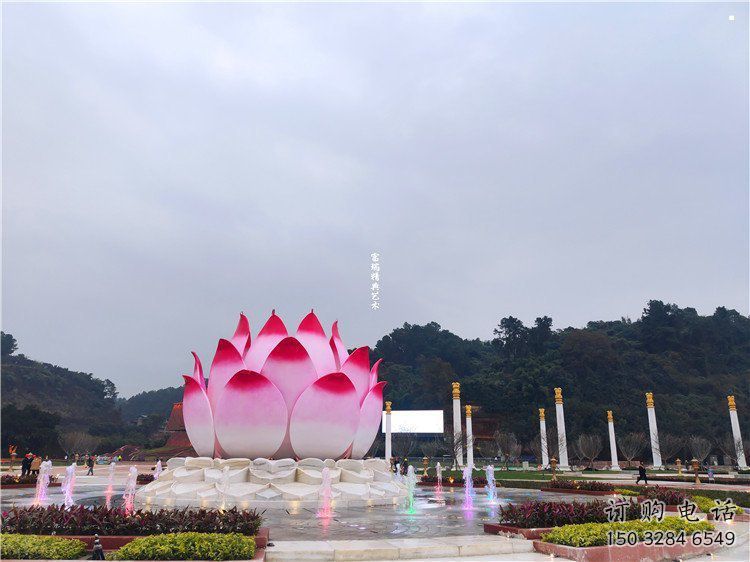 金屬蓮花雕塑制作廠家，鍛造工藝，水景蓮花噴泉雕塑選用
