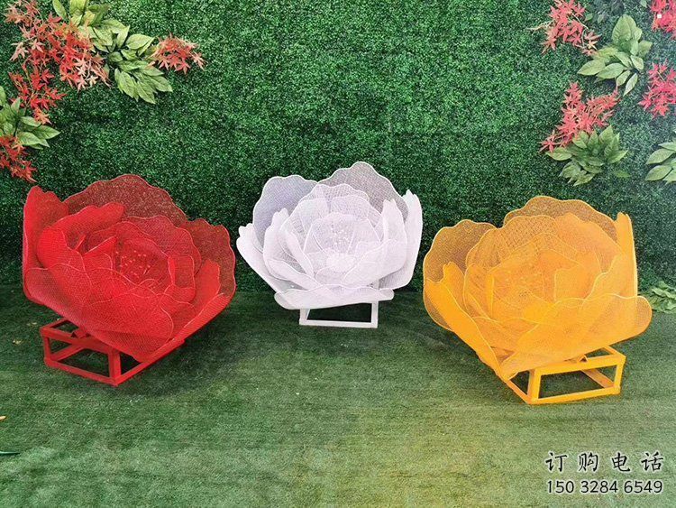 玫瑰花雕塑制作廠家，公園小品，鏤空玫瑰花雕塑訂做