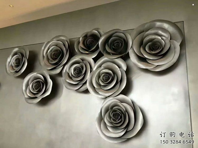 月季花雕塑定制，花卉雕塑，園林不銹鋼月季花雕塑預定