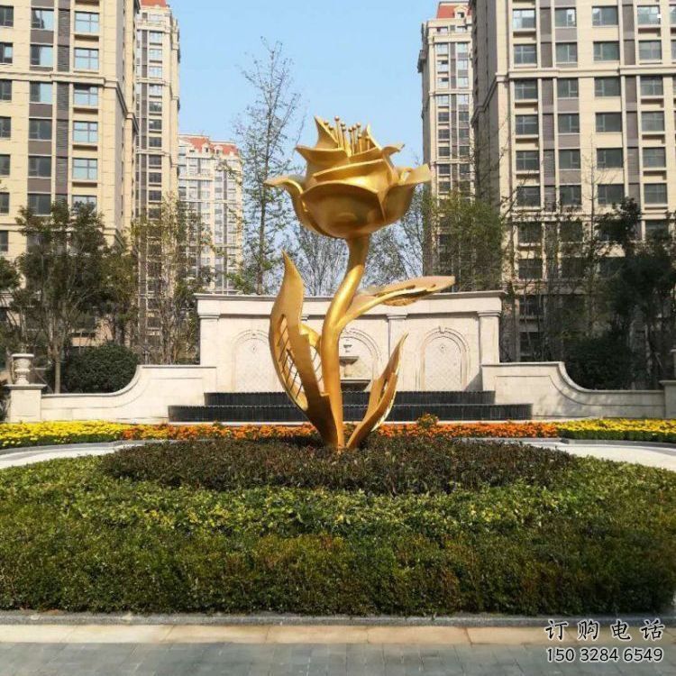 月季花雕塑訂做，彩鋼制作，不銹鋼月季花雕塑優(yōu)選