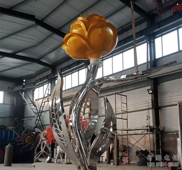 月季花雕塑公司，街頭藝術，景觀不銹鋼月季花雕塑精選