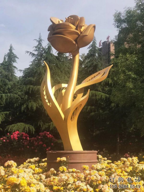 中式月季花雕塑