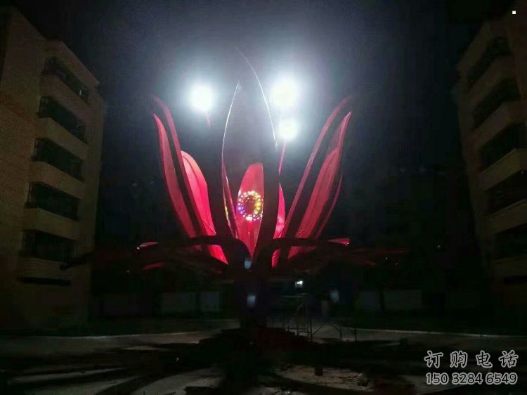 燈光花朵雕塑常用，公園小品，燈光茶花雕塑生產商