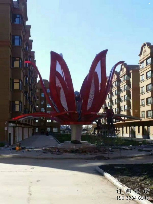燈光花朵雕塑制造，景觀雕塑，戶外燈光茶花雕塑廠家