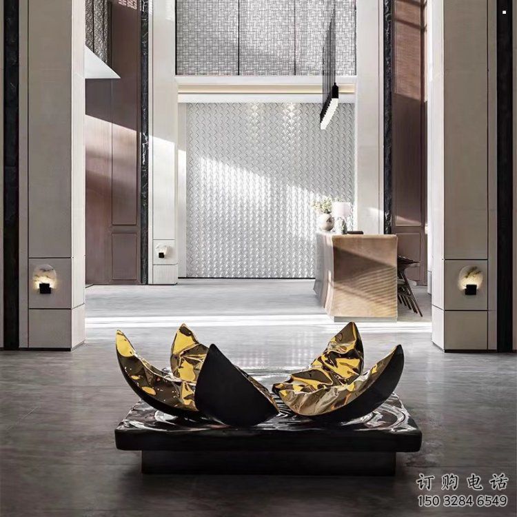 花瓣雕塑定做，小區擺件，鏡面不銹鋼花瓣雕塑制作