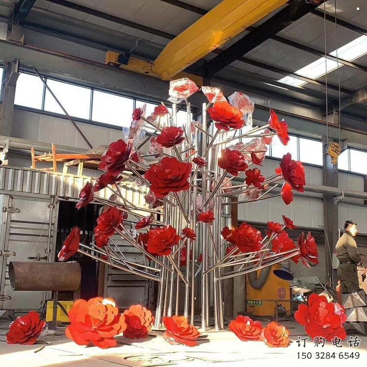 花朵玫瑰雕塑精選，廣場(chǎng)雕塑，展示玫瑰花朵雕塑定做
