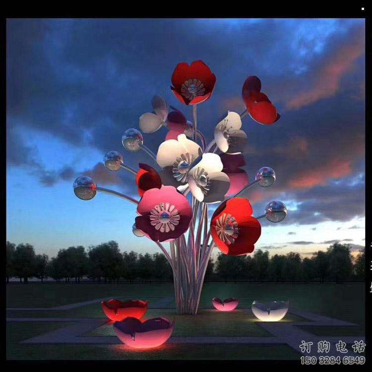 花朵雕塑標準，陸地擺件，郁金香花朵雕塑定制廠家