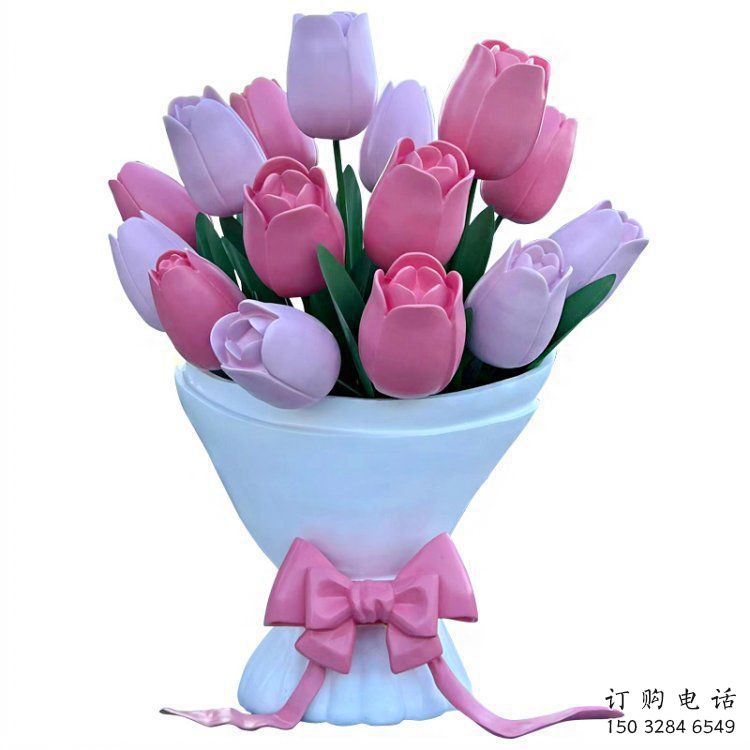 花朵雕塑生產(chǎn)，美陳組合，仿真郁金香花朵雕塑廠家