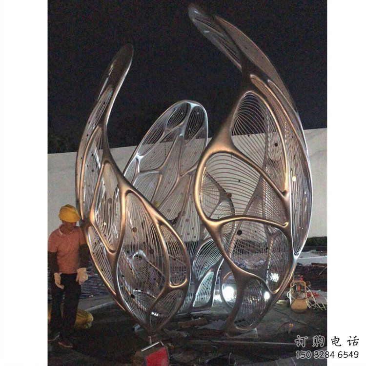 花朵雕塑精選，美陳雕塑，鏤空郁金香花朵雕塑訂做