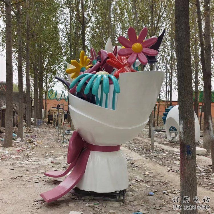 花朵雕塑優選，美陳擺件，門口郁金香花朵雕塑選定