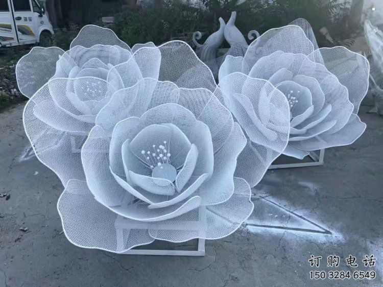 牡丹花雕塑點擊，城區小品，園林鏤空牡丹花雕塑承接