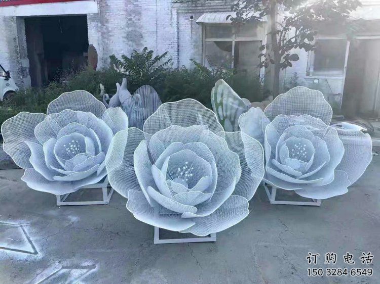牡丹花雕塑廠家，地標(biāo)擺件，鏤空牡丹花雕塑選用廠家