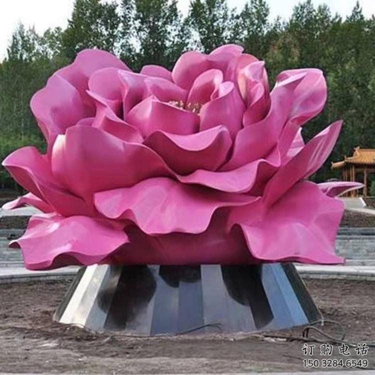 牡丹花雕塑廠家，廣場雕塑，不銹鋼牡丹花雕塑定制