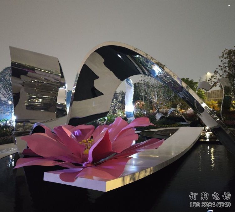 牡丹花雕塑通用，街景小品，不銹鋼牡丹花雕塑制造廠家